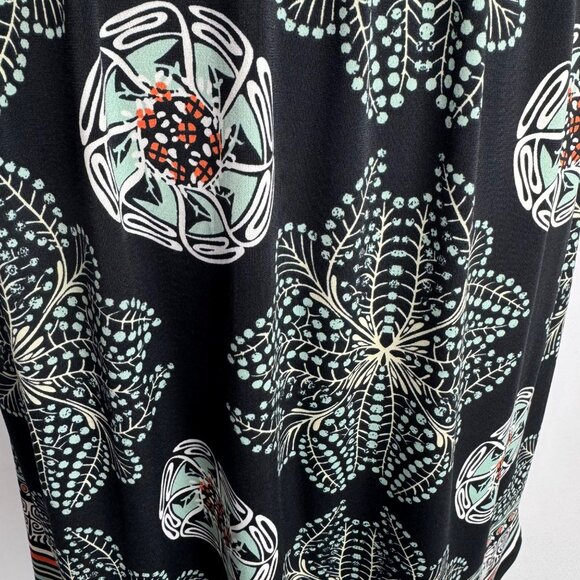 Vintage Y2K Max Edition Black Kaleidoscope Print Baby Doll Dress V Neck Stretchy - Picture 6 of 9